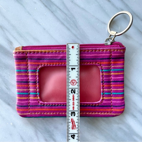 Fossil•Key~Per•Zip-Top ID Case•“Colorful”~Berry Toned Stripes•Laminated Canvas🌼 - Picture 9 of 12